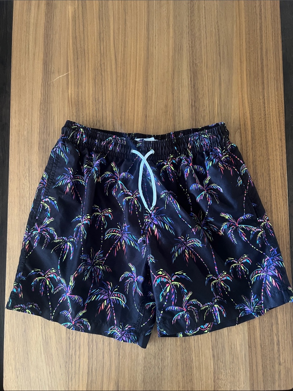 Trunks Men's Black Neon Palm Athletic Swim Shorts